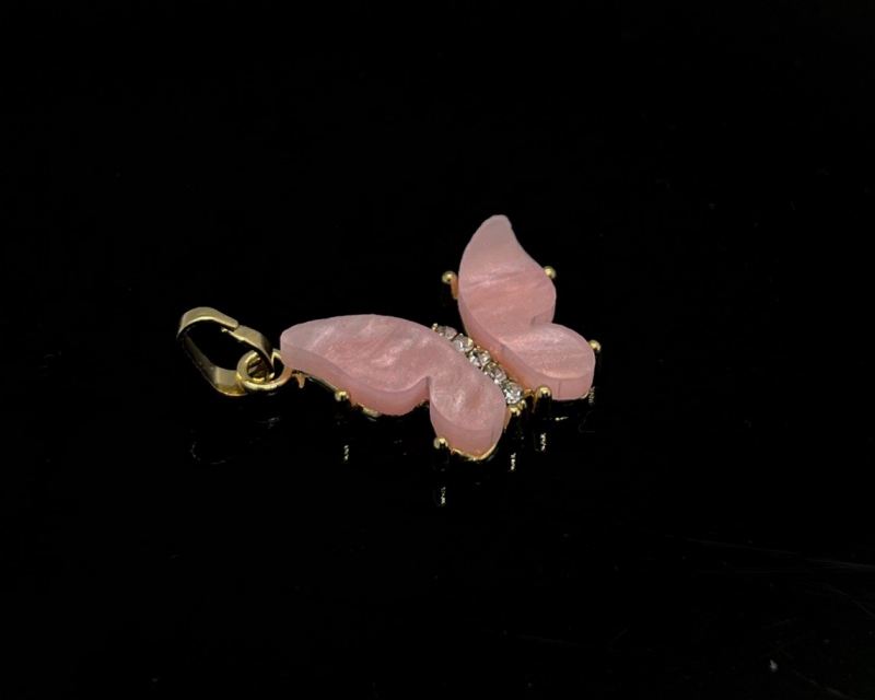 Подвеска Бабочка нежно-розовая с фианитами цвет золото размер 21*14мм Золотой